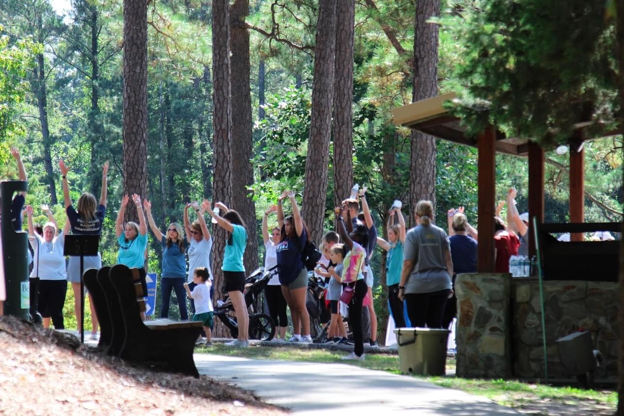 Participants preparing for the walk